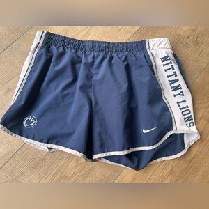 Penn State Nike Navy and White Running Shorts with Swoosh